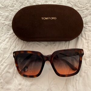 Tom Ford Tortoiseshell Square Sunglasses with Brown Gradient Lenses